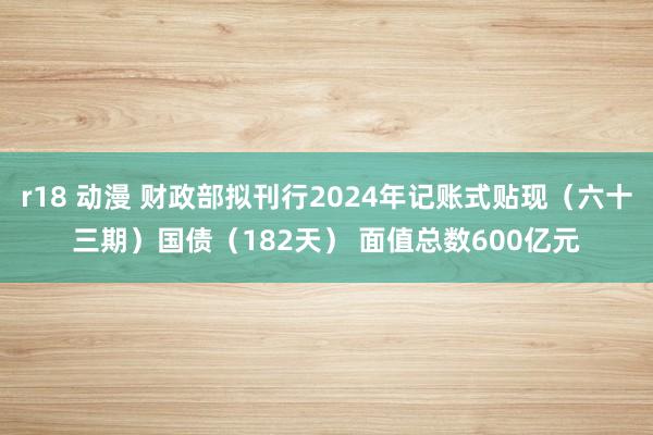 r18 动漫 财政部拟刊行2024年记账式贴现（六十三期）国债（182天） 面值总数600亿元